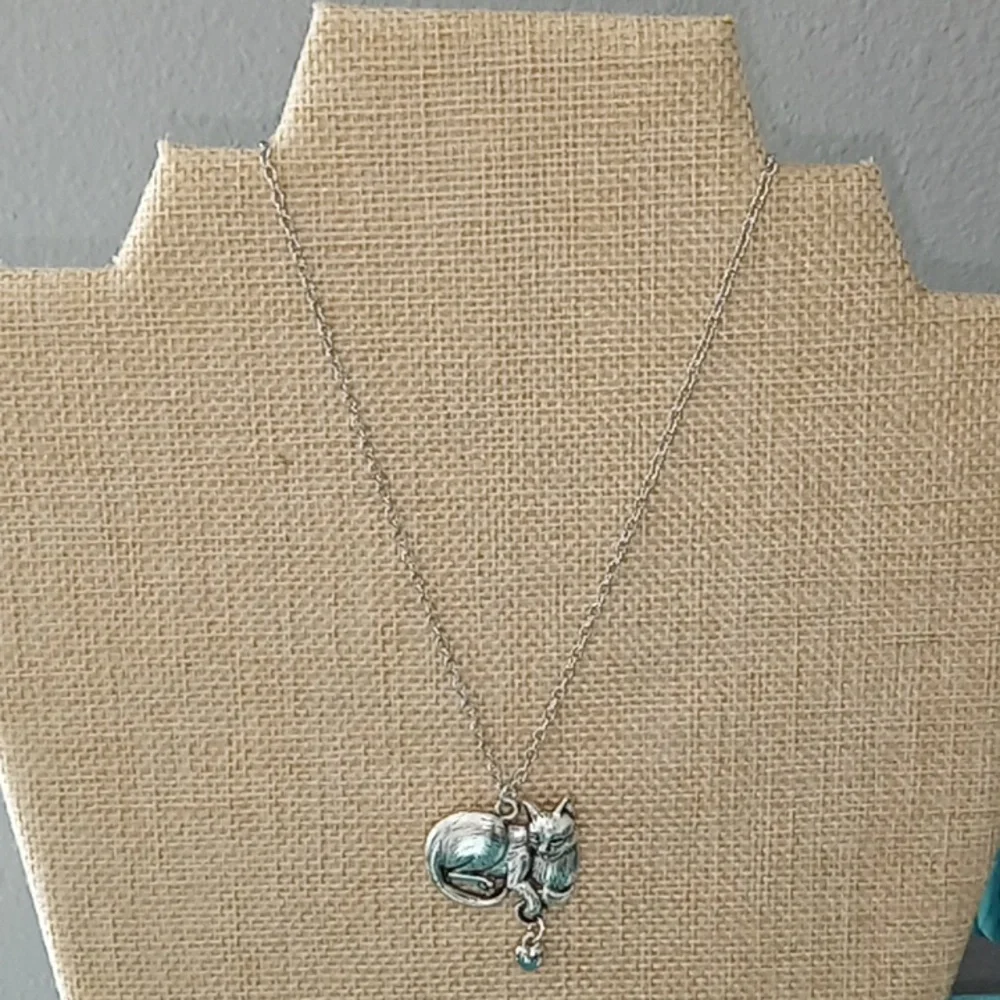 Silver Cat Pendant Necklace